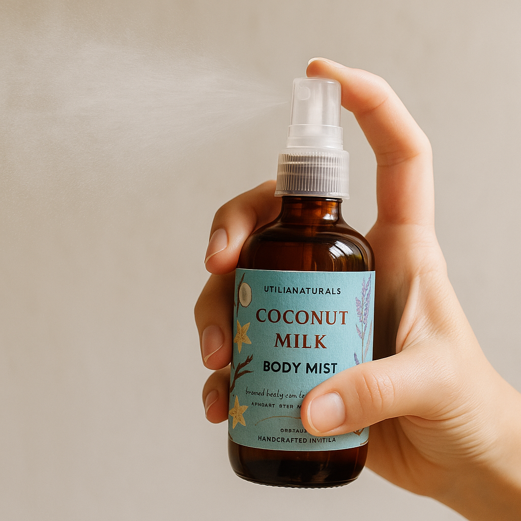 Body Mist Natural de Coco & Vainilla 2oz – Hidratante, Refrescante y Libre de Tóxicos
