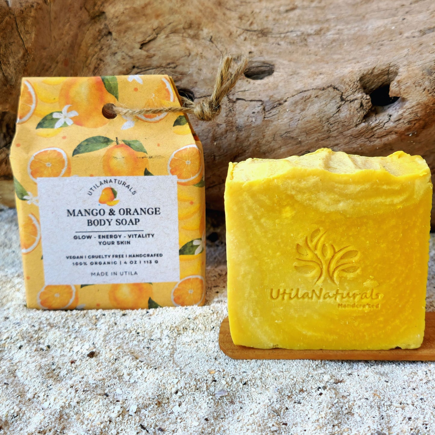 SOL TROPICAL Jabón corporal energizante de mango y naranja